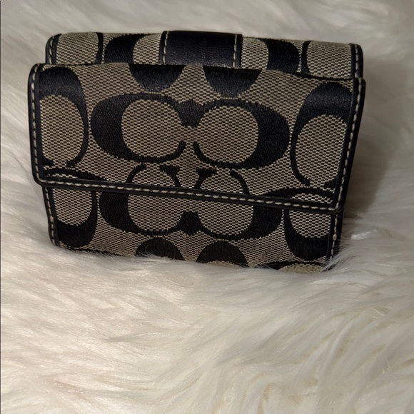 Coach Signature Black and Tan Wallet - Picture 3 of 6